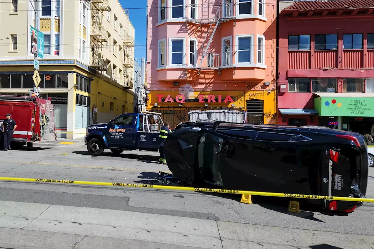 Car flips at 16th and Mission