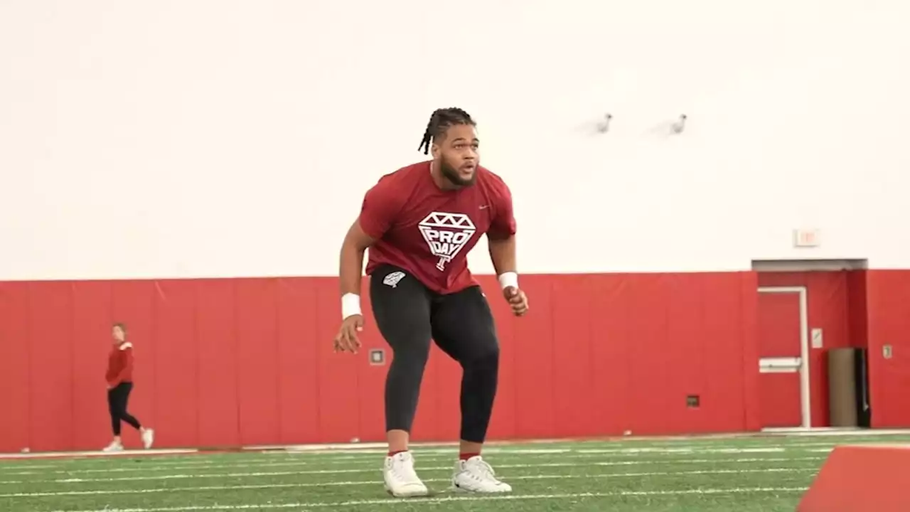 Temple University's Isaac Moore, offensive lineman for Owls, prepares for NFL Draft