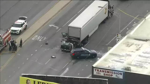 Vehicle destroyed in bad crash involving UPS truck on Stone Park, Melrose Park border