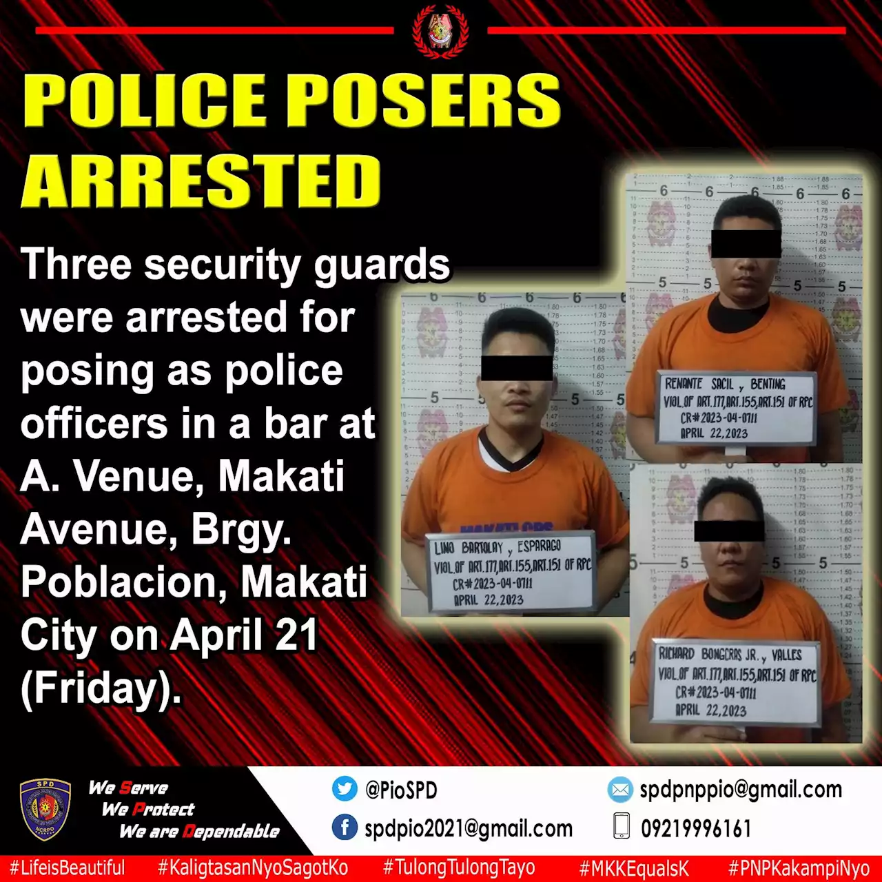 3 security guards posing as police officers nabbed in Makati bar