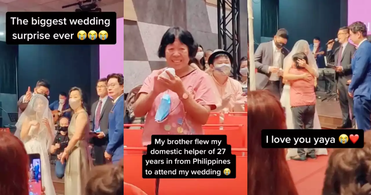 Filipino domestic helper makes surprise appearance in wedding of former Singaporean charge of nearly three decades