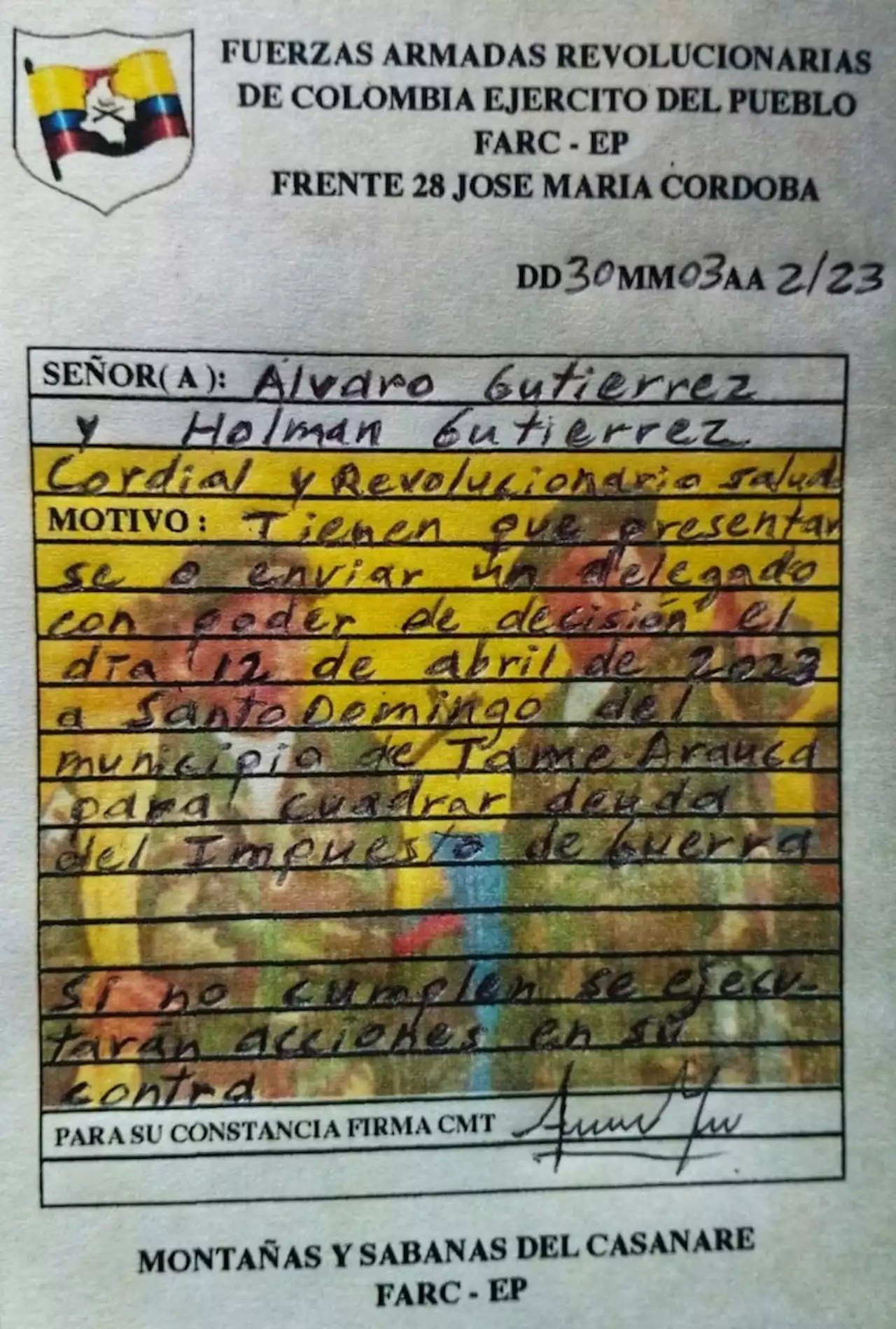 Casi no podemos ir a las fincas: comerciante amenazado por disidencias en Casanare