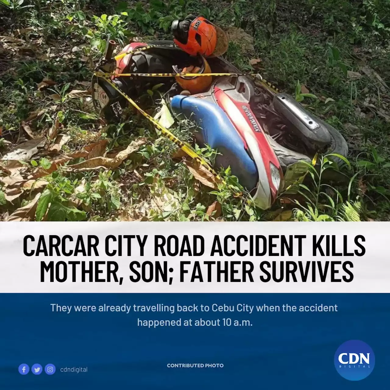 Carcar City road accident kills mother, son; father survives