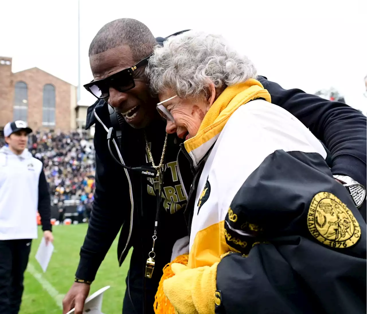 CU Buffs coach Deion Sanders lets 98-year-old super fan kick off first spring game at Folsom Field