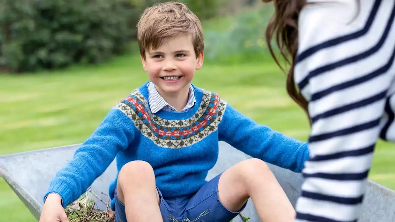 Prince Louis pictured in wheelbarrow in playful birthday photos with mum Princess Kate