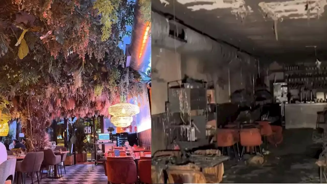 El restaurante incendiado en Madrid quedó totalmente devastado tras las llamas