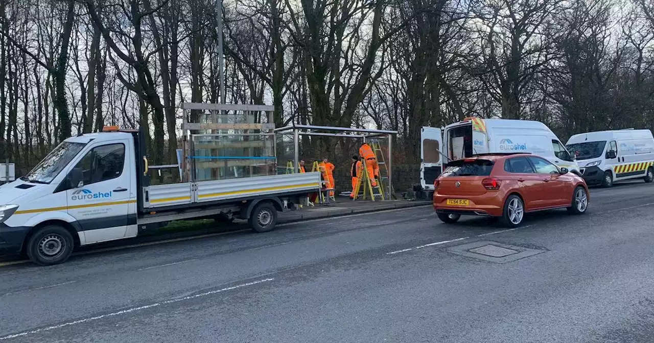 Accrington bus stop finally repaired six months after car crash into it