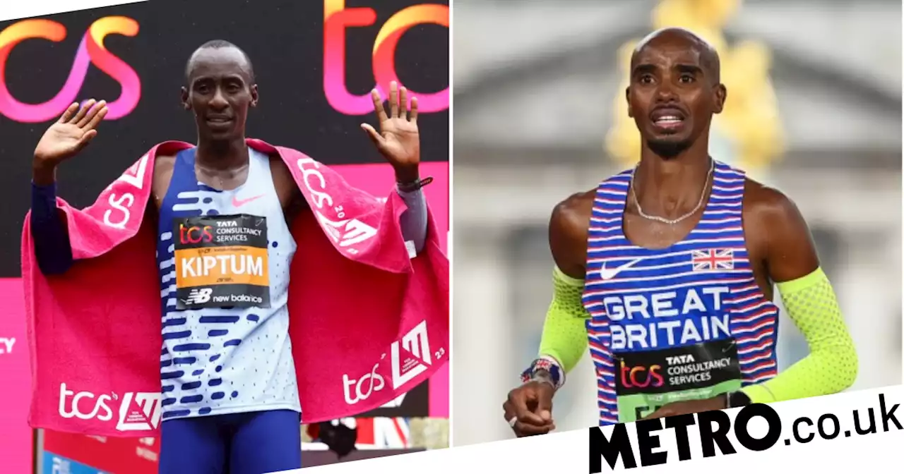 Kelvin Kiptum reacts to breaking London Marathon record as Mo Farah bows out