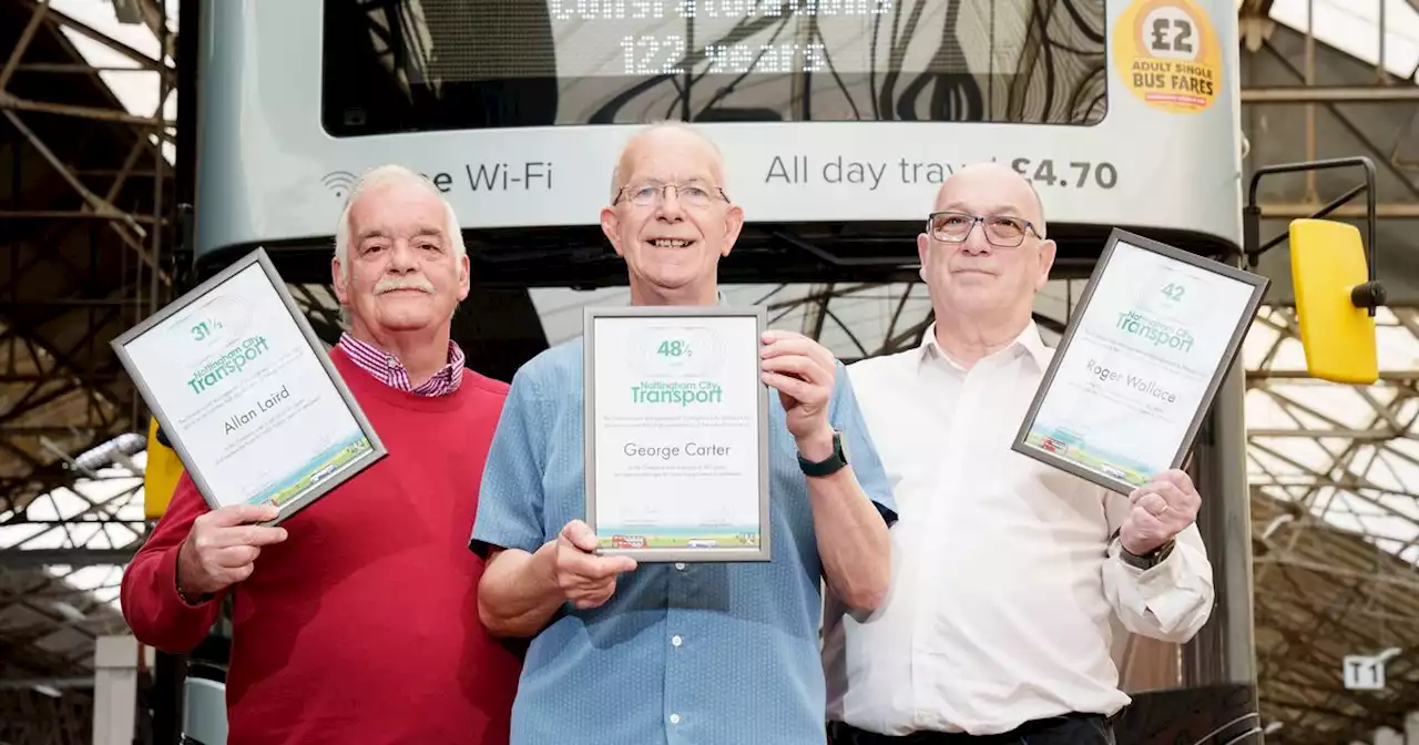 Nottingham bus drivers with combined 122 years behind wheel retire