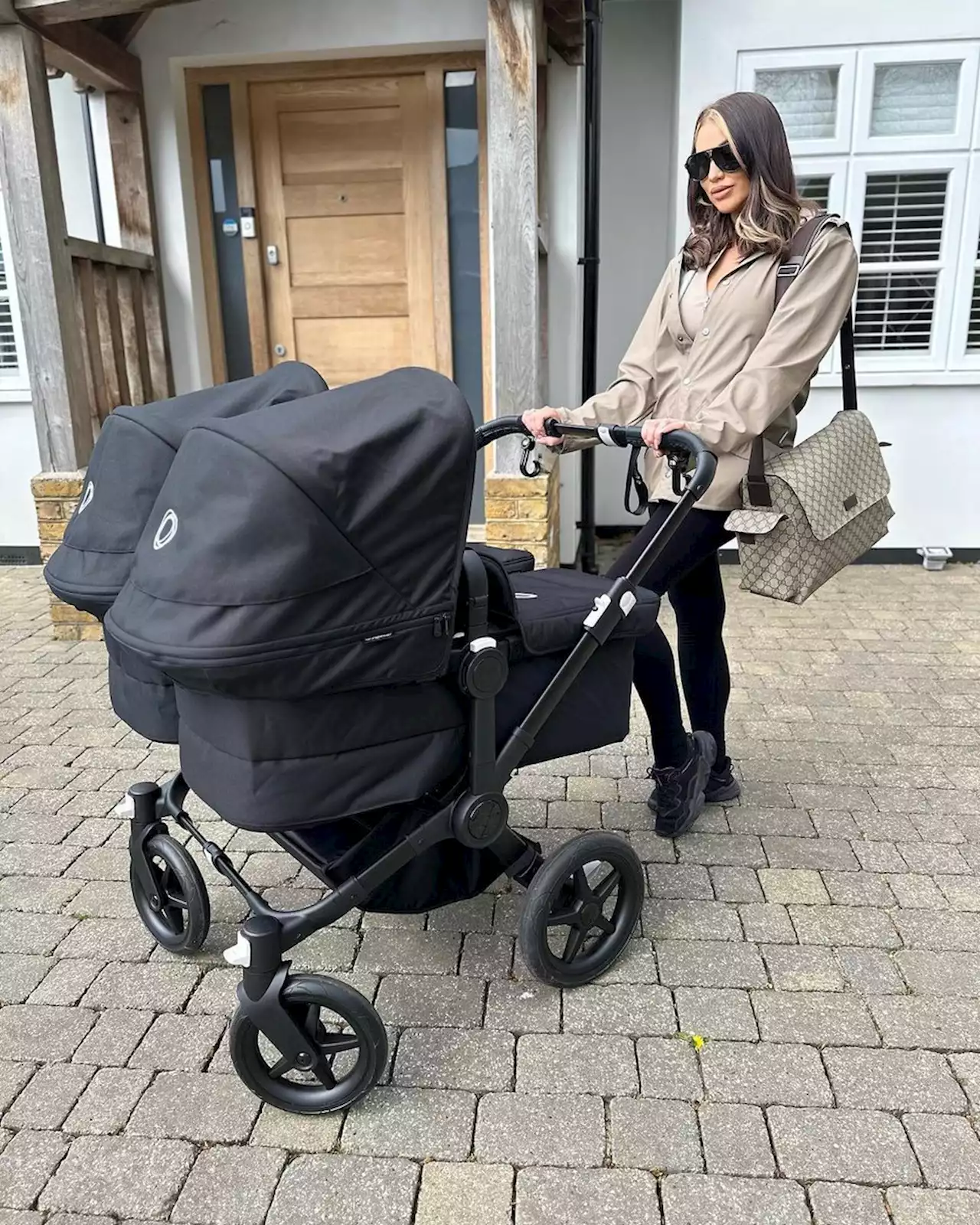 Amy Childs enjoys day out with twins after taking 'five hours' to leave house