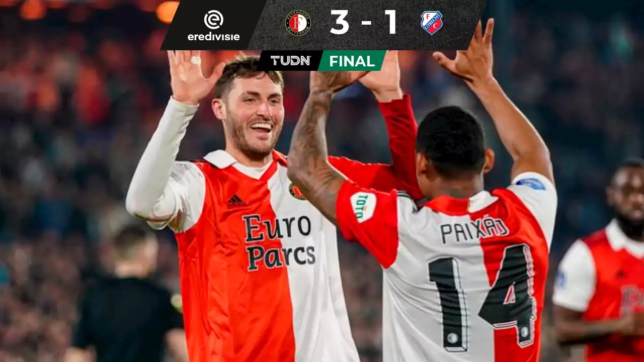 Santiago Giménez llega a 20 goles con Feyenoord en triunfo ante Utrecht