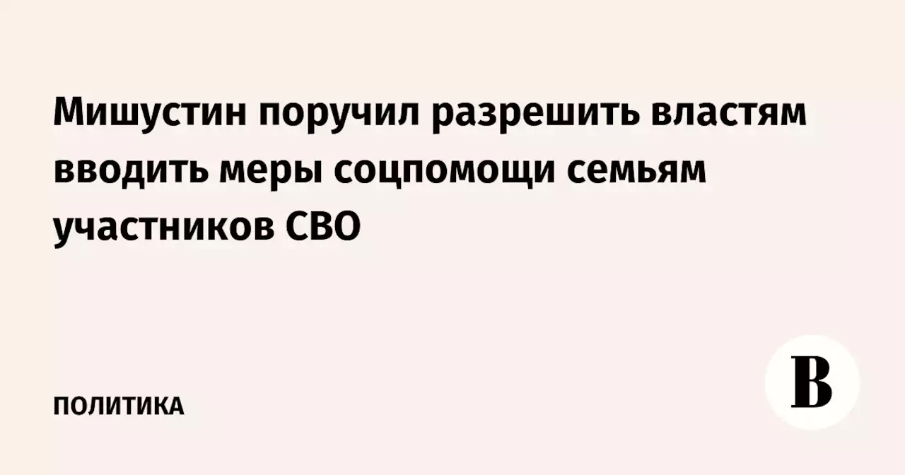 Мишустин поручил разрешить властям вводить меры соцпомощи семьям участников СВО