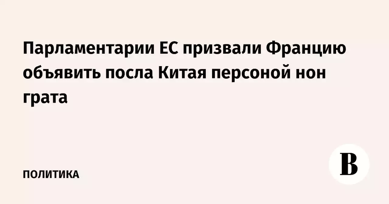 Парламентарии ЕС призвали Францию объявить посла Китая персоной нон грата