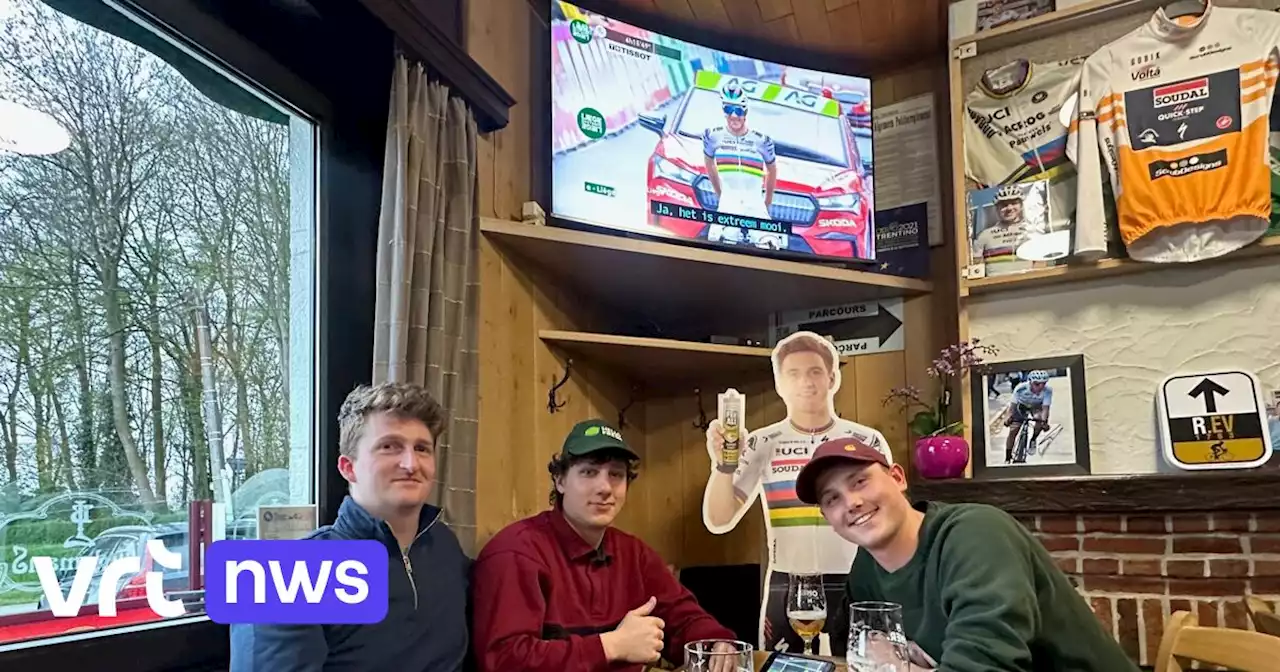 In het supporterscafé van Remco Evenepoel in Schepdaal wordt overwinning Remco gevierd