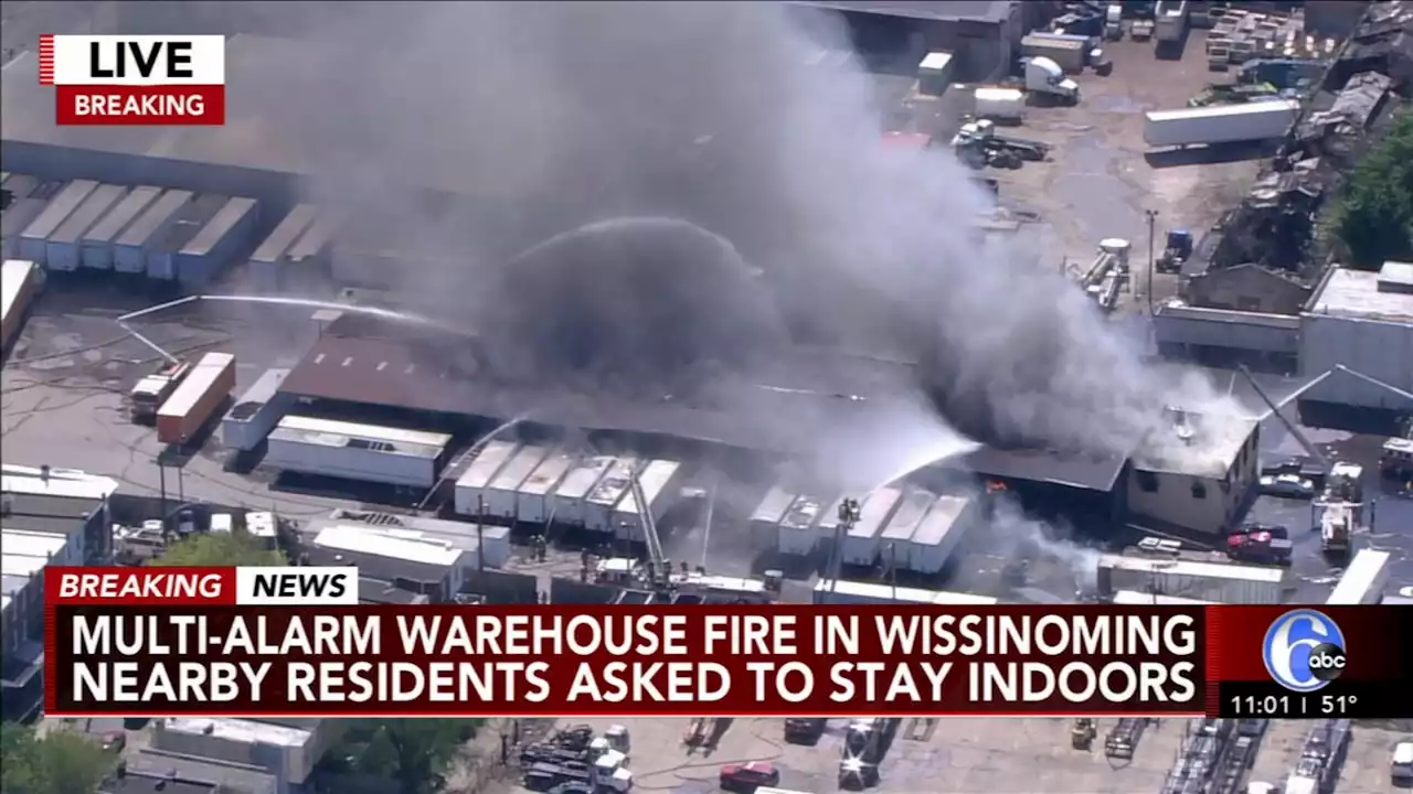 Firefighters battling massive warehouse blaze in the Wissinoming section of Philadelphia