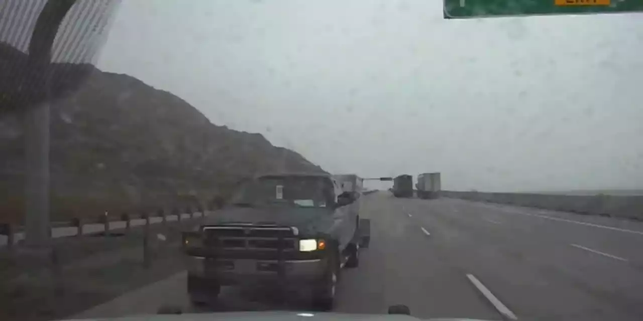 CAUGHT ON CAMERA: Trooper rams into truck driving the wrong way on interstate