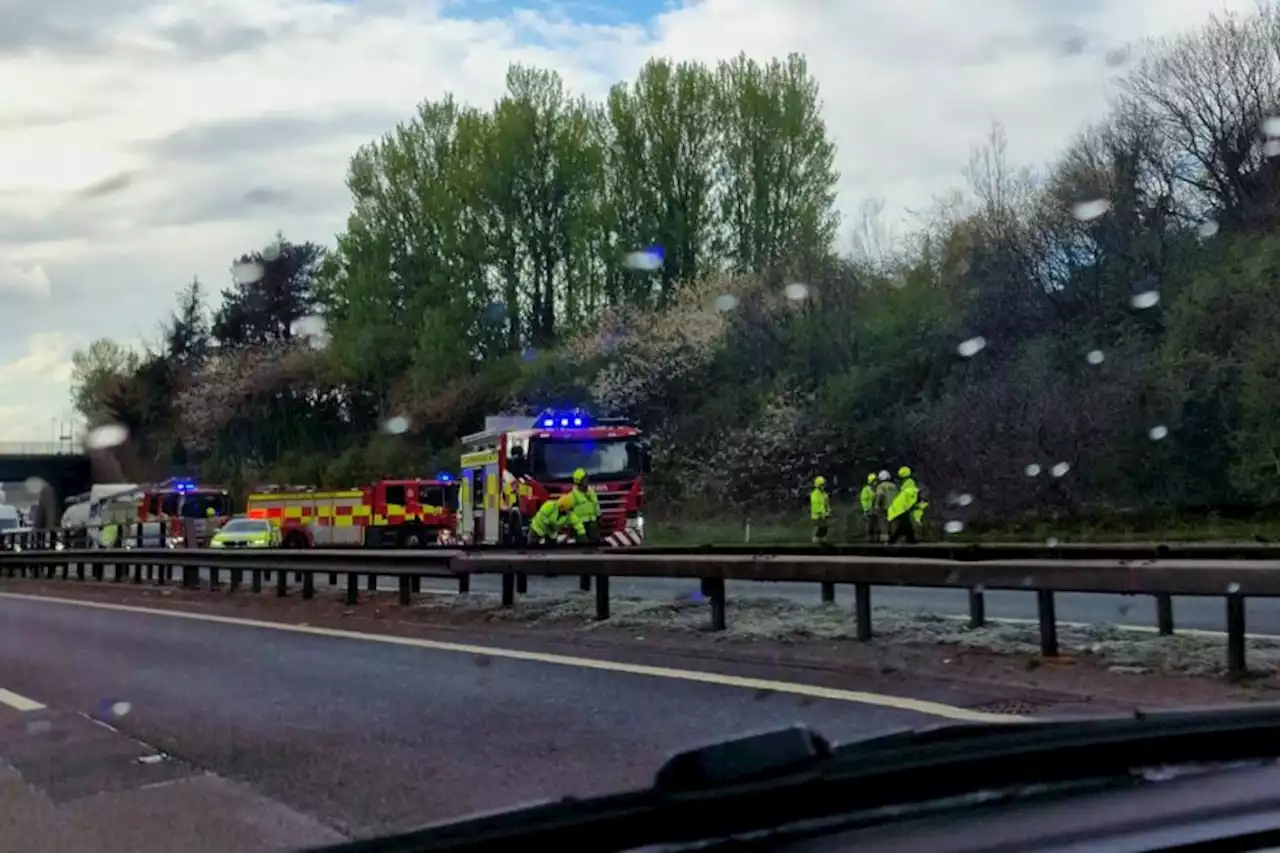 Person rushed to hospital after three-car crash on motorway near Glasgow