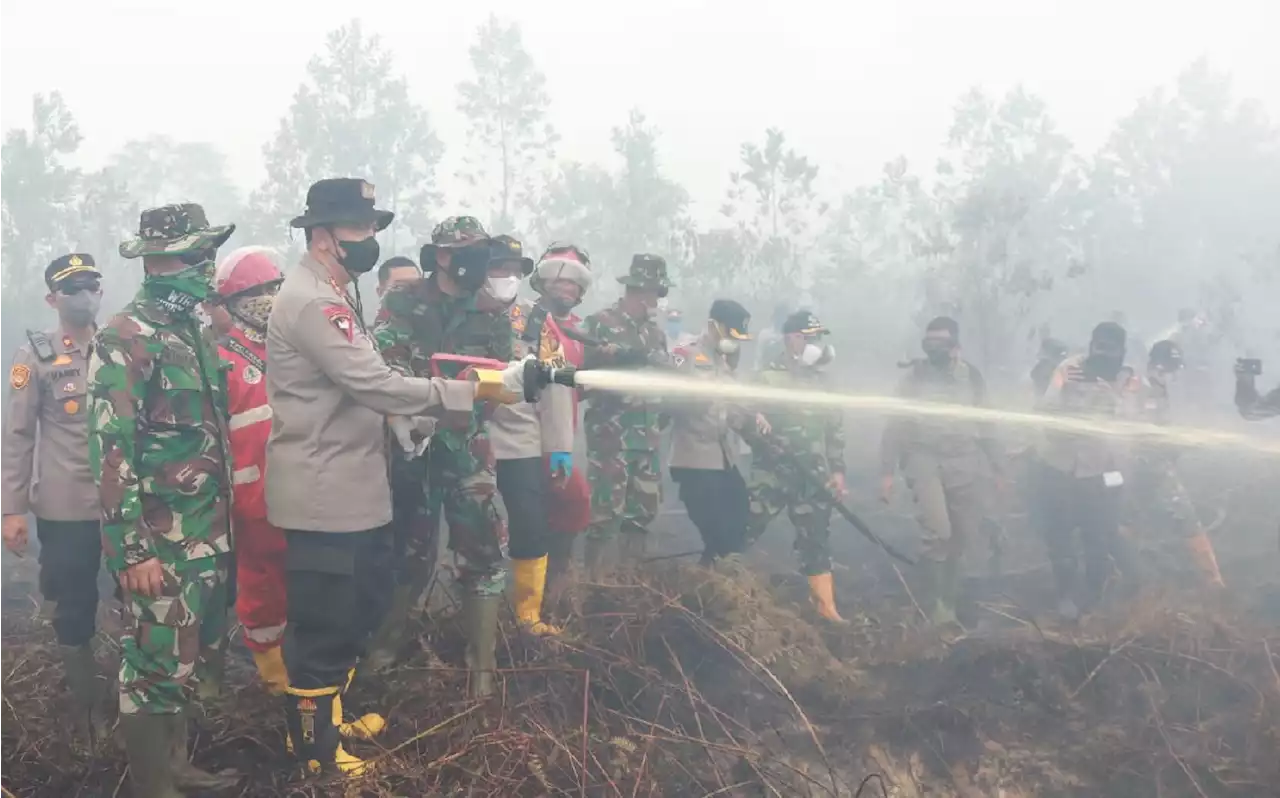 Kapolda Riau Irjen Iqbal Ikut Bantu Anak Buahnya Padamkam Karhutla di Dumai, Lihat