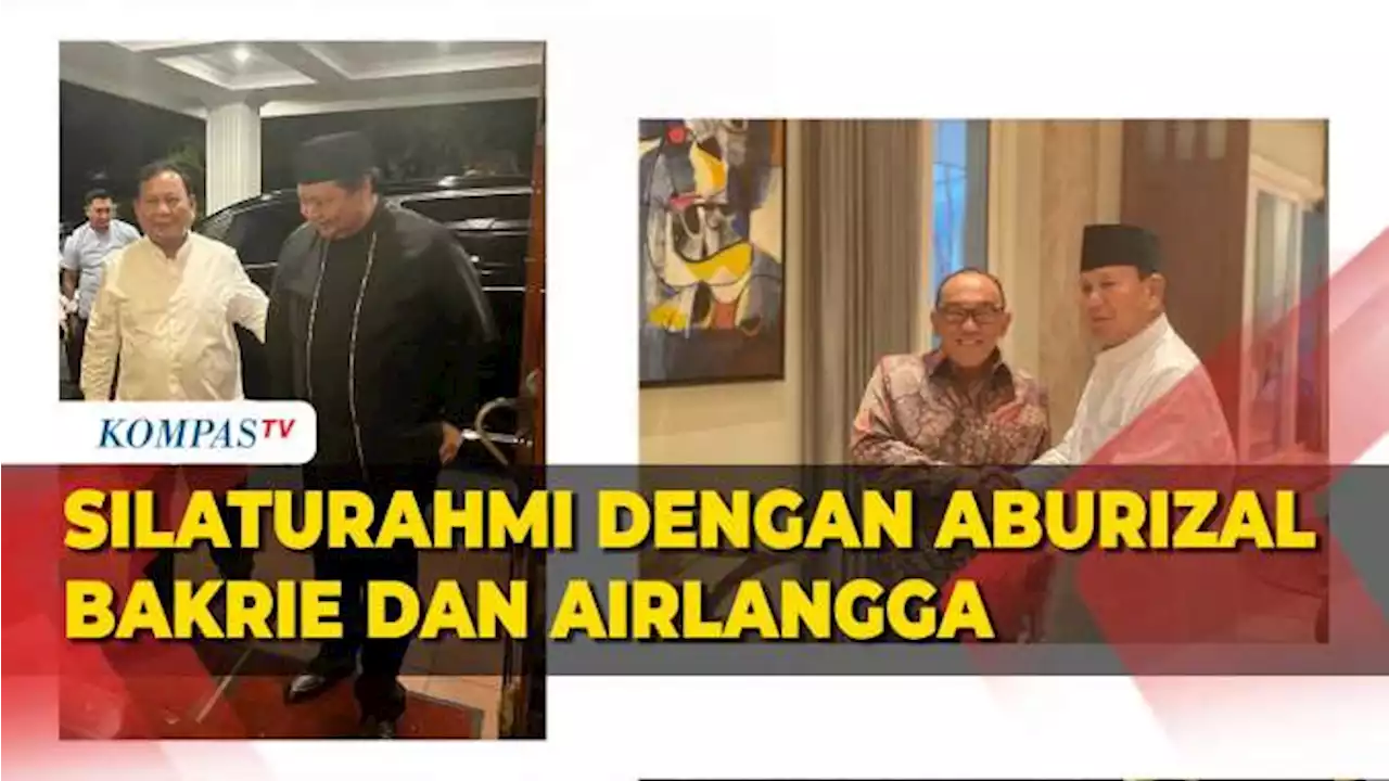 Momen Prabowo Silaturahmi Lebaran dengan Aburizal Bakrie dan Airlangga Hartarto