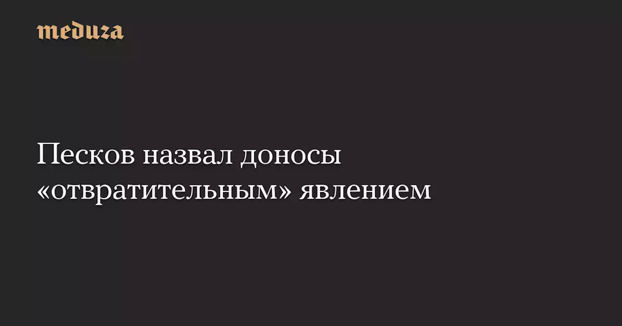 Песков назвал доносы «отвратительным» явлением — Meduza