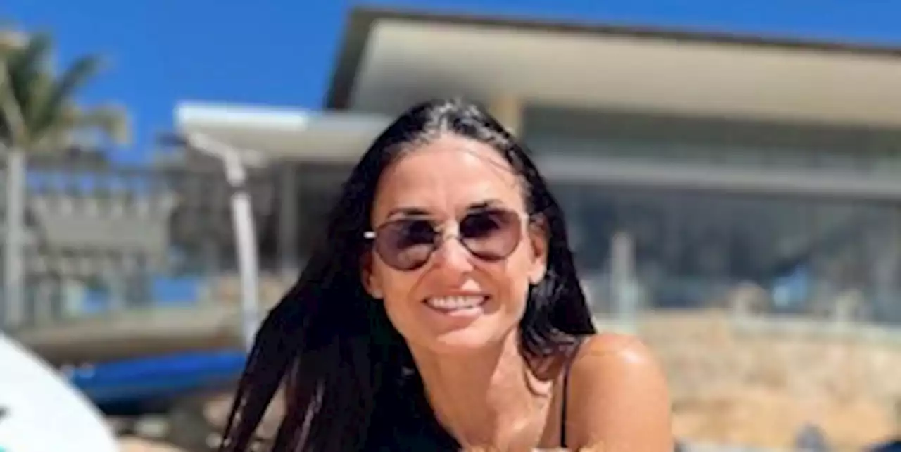 At 60, Demi Moore Poses in Leopard String Bikini With Adorable Pup and Fans Lose It