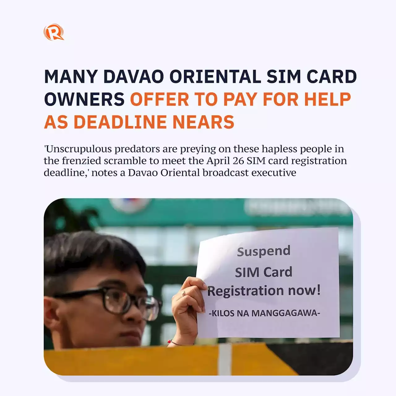 Many Davao Oriental SIM card owners offer to pay for help as deadline nears