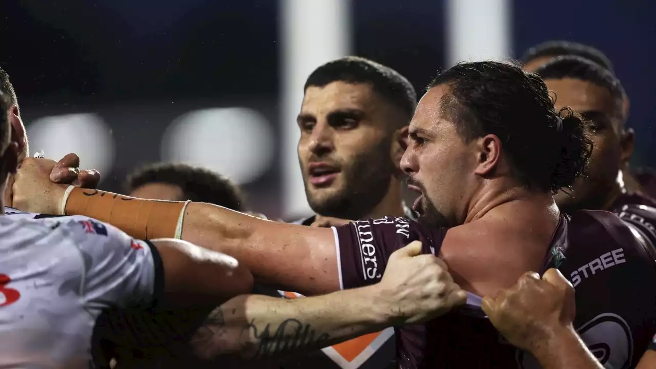 Manly and Tigers stars separated in post-match scuffle