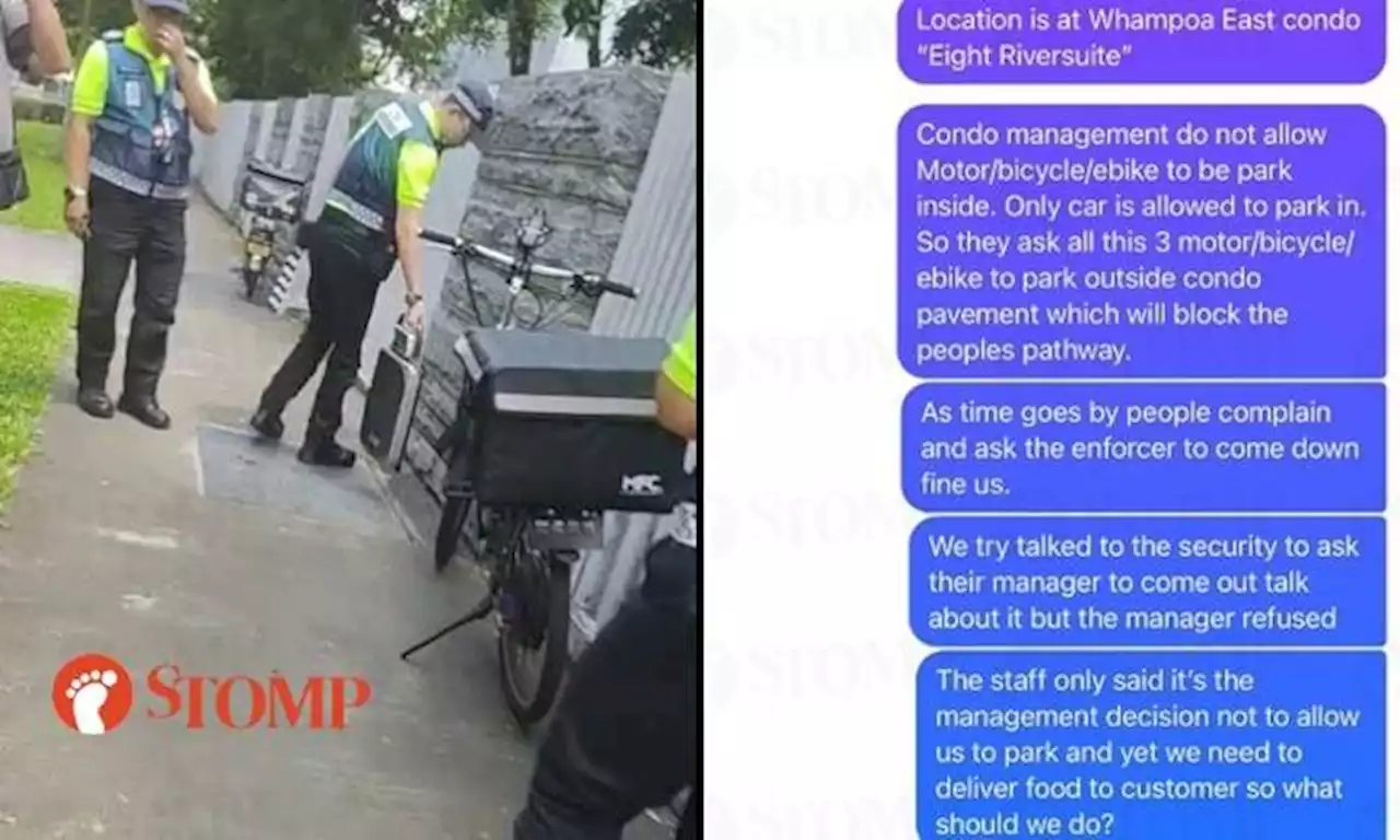 Delivery riders allegedly fined for parking their PMDs outside condo that don't let them park inside