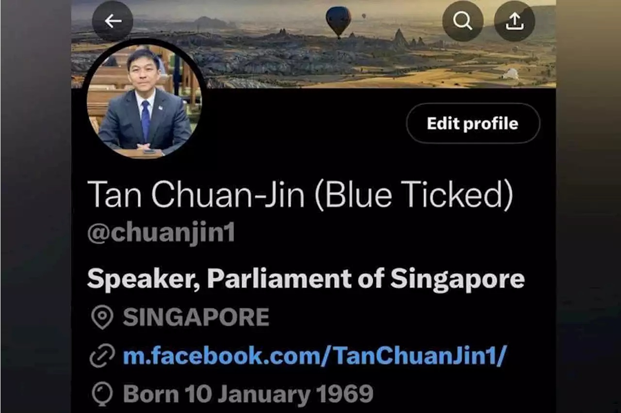 Speaker of Parliament Tan Chuan-Jin gives himself ‘blue tick’ on Twitter