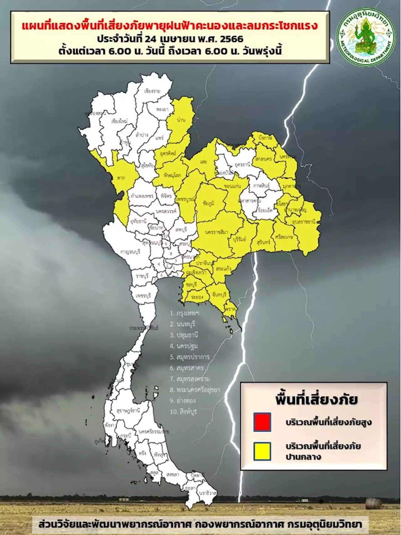 อุตุฯ ประกาศฉบับ 5 เตือน 'พายุฤดูร้อน' ถล่ม 27 จังหวัด