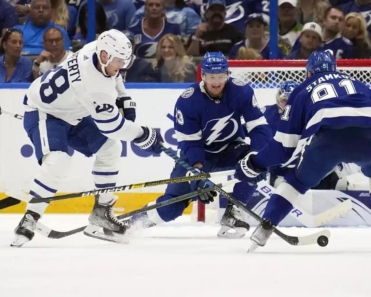 Maple Leafs forward Sam Lafferty handed fine for cross-checking