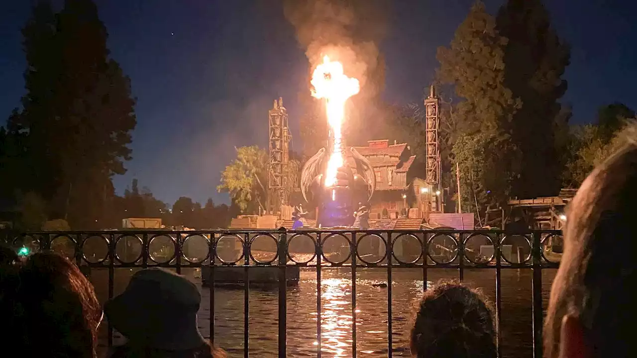 Animatronic dragon bursts into flames during Disneyland show