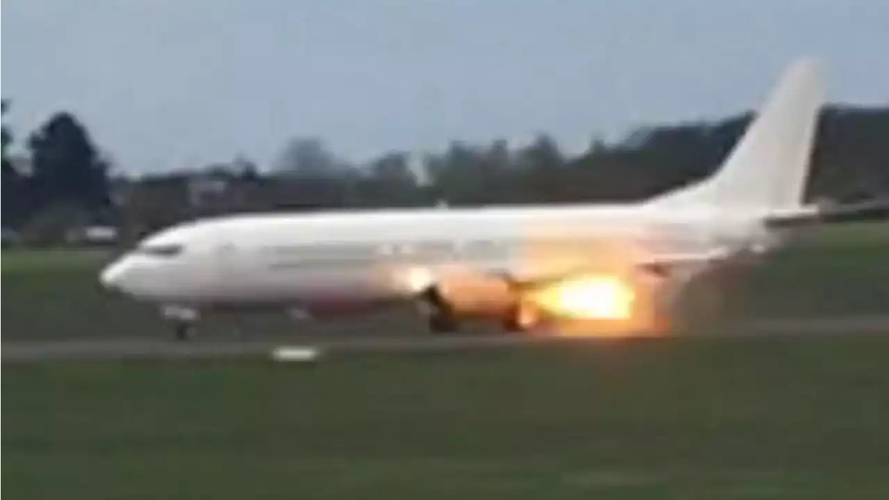 Terrifying scenes as Arsenal team plane bursts into flames