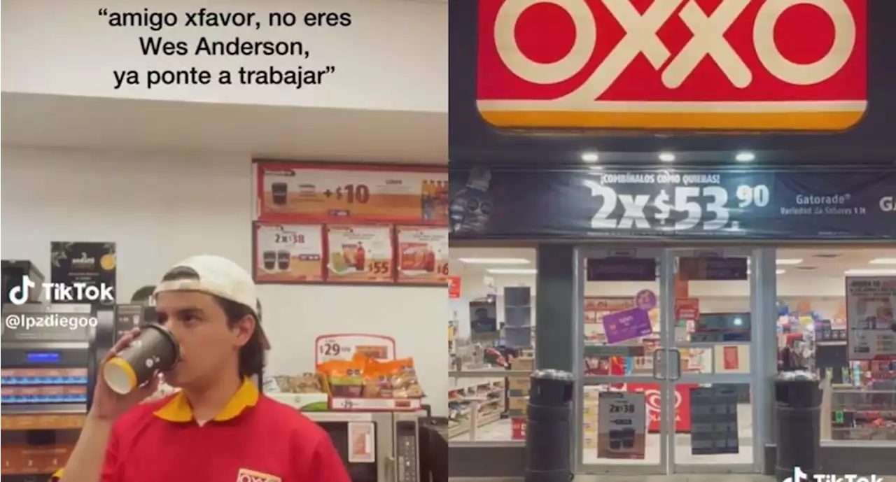 ¡De película! Al estilo Wes Anderson empleado del Oxxo se hace viral en TikTok