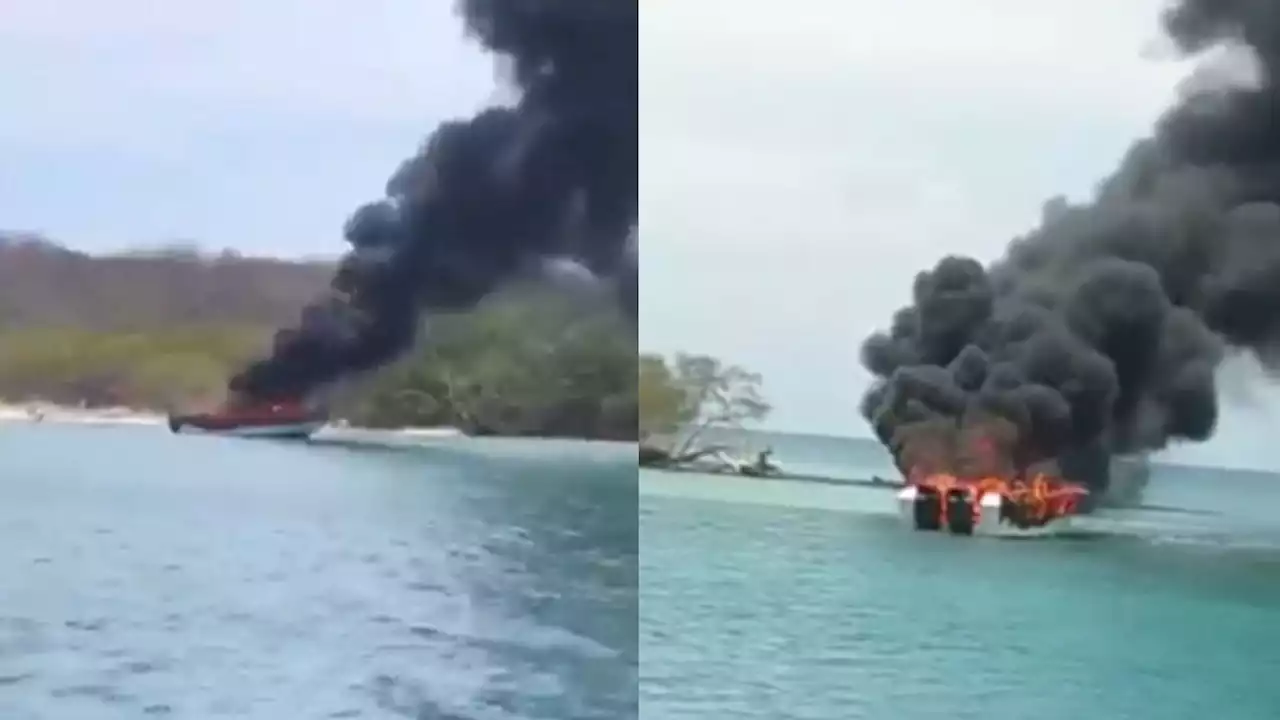 Video: Incendio destruye una motonave en las Islas del Rosario, en Cartagena