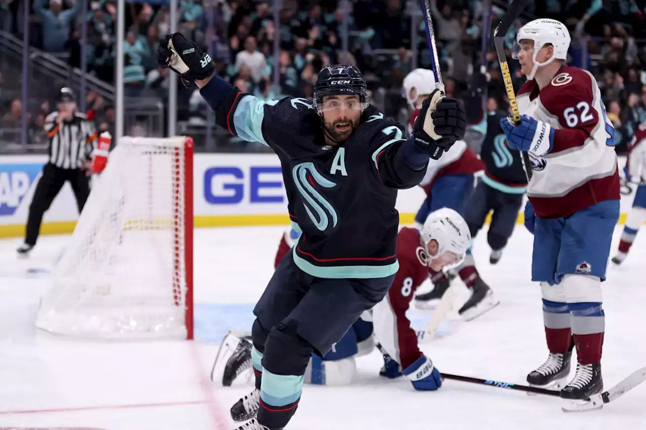 Eberle’s OT winner lifts Kraken past Avs 3-2 to even series