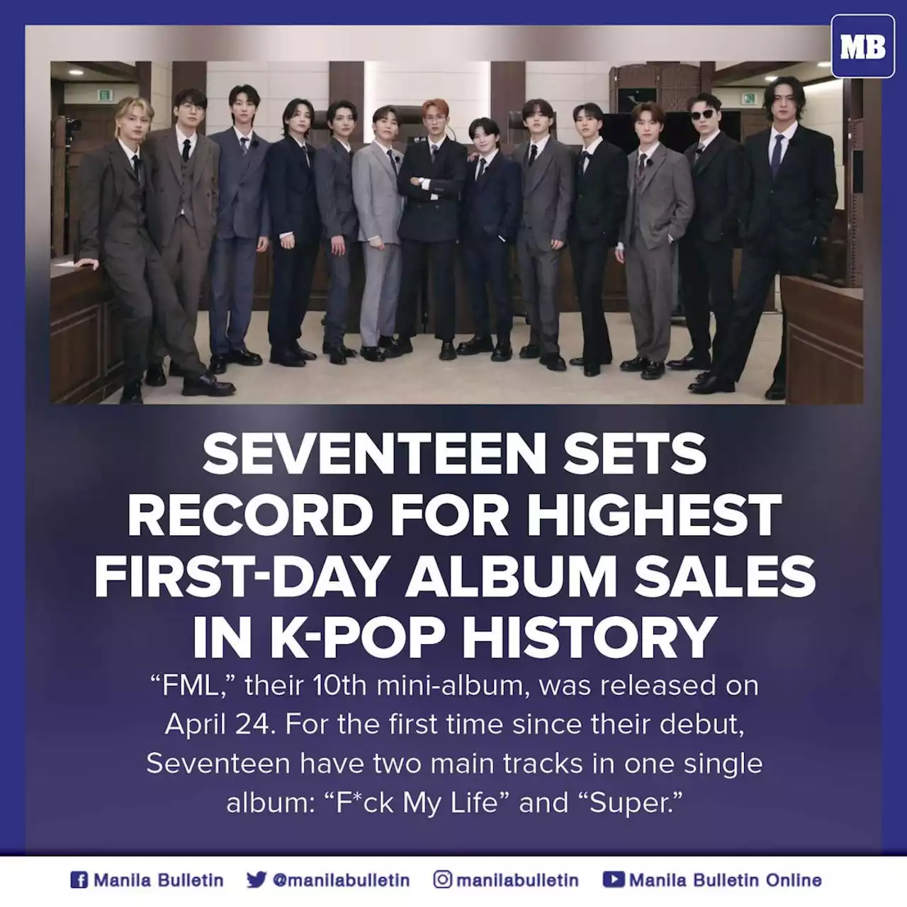 Seventeen sets record for highest first-day album sales in K-pop history