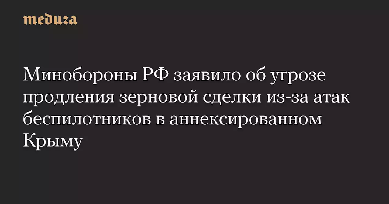 Минобороны РФ заявило об угрозе продления зерновой сделки из-за атак беспилотников в аннексированном Крыму — Meduza