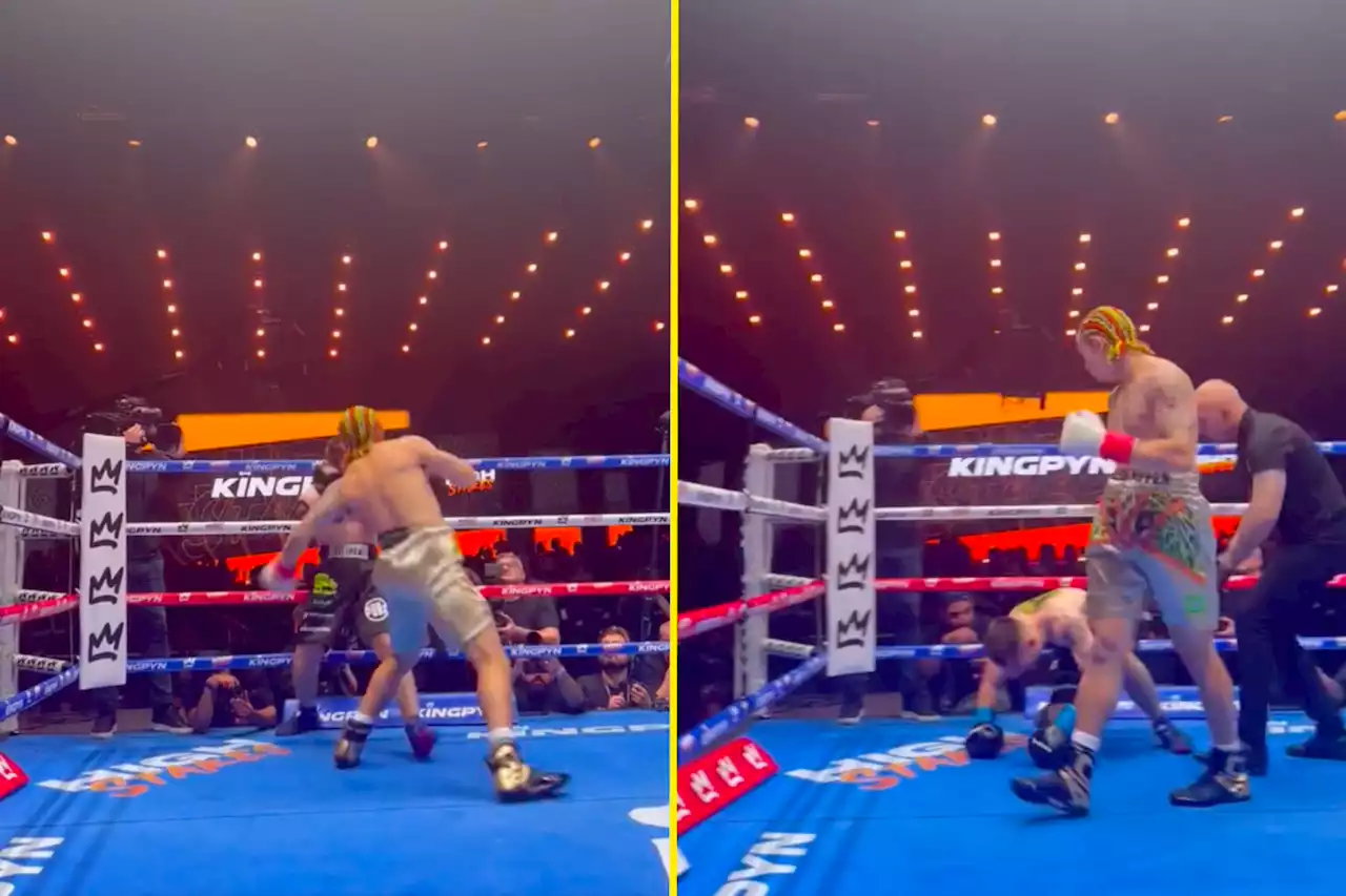 Ringside footage shows influencer boxer's body shot that left opponent wincing after KO