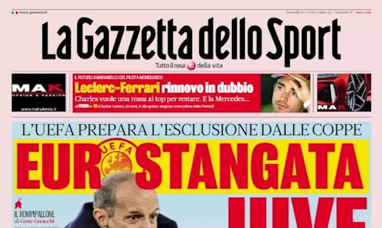 La Gazzetta dello Sport apre con le indagini Uefa sui bianconeri: 'Eurostangata Juve' - TUTTOmercatoWEB.com