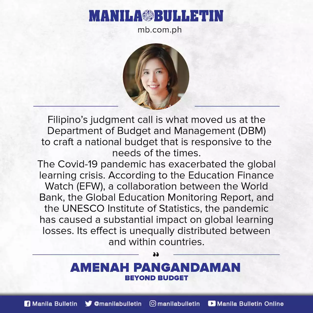 Strengthening PH recovery: Investing in education