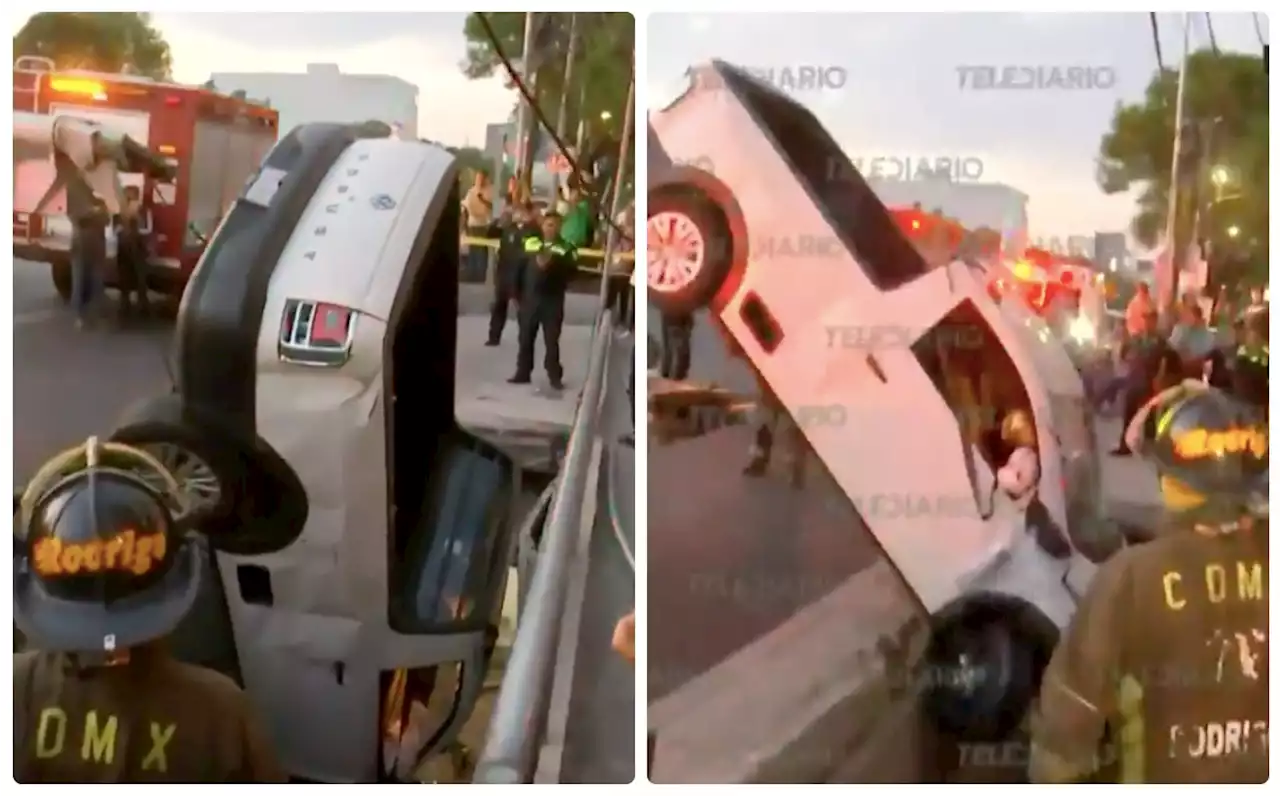 Cae camioneta a escaleras de paso subterráneo en Calzada de Tlalpan