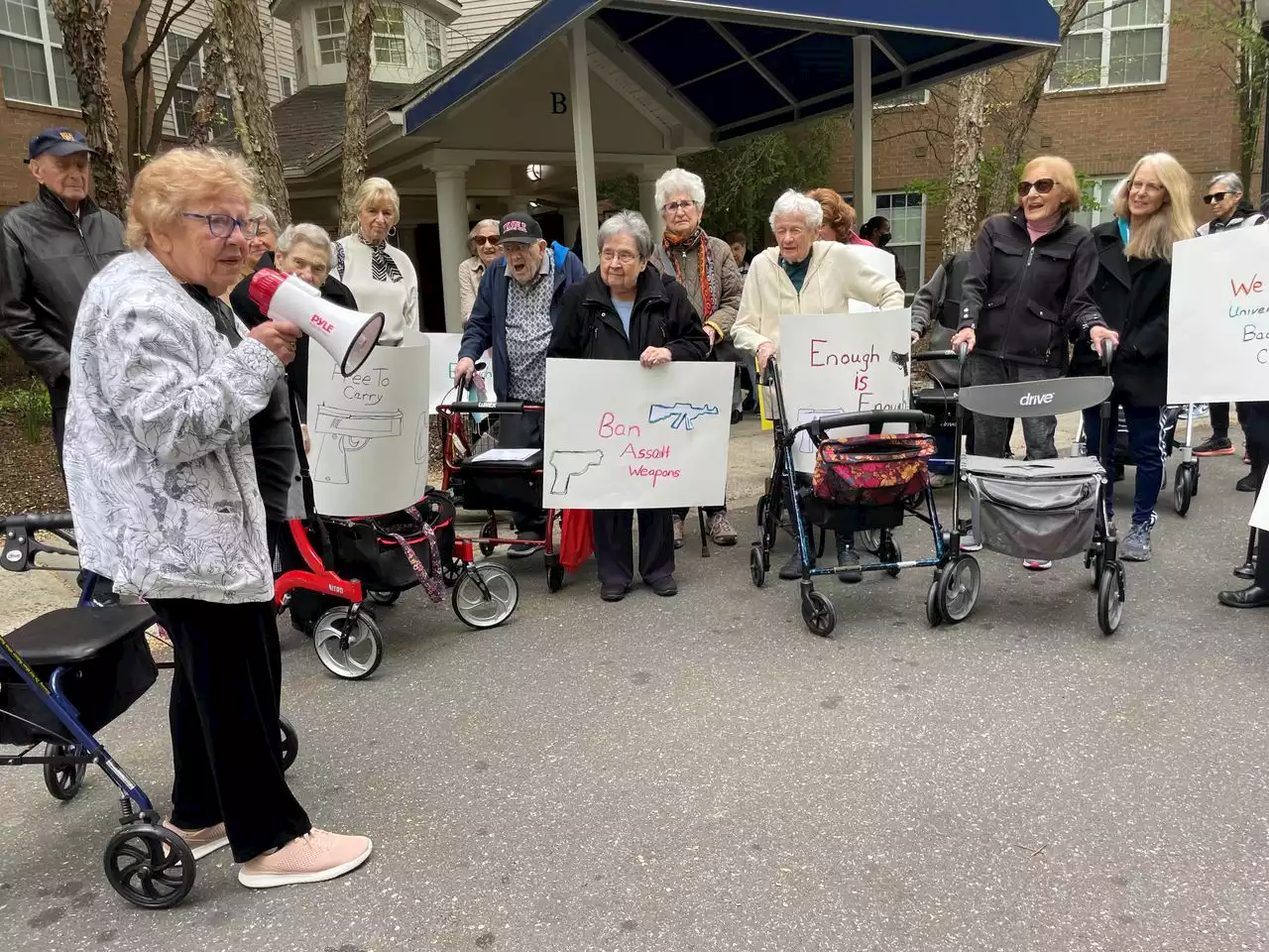 Retired N.J. lawmaker just led fellow senior-living residents in rally for tougher gun laws