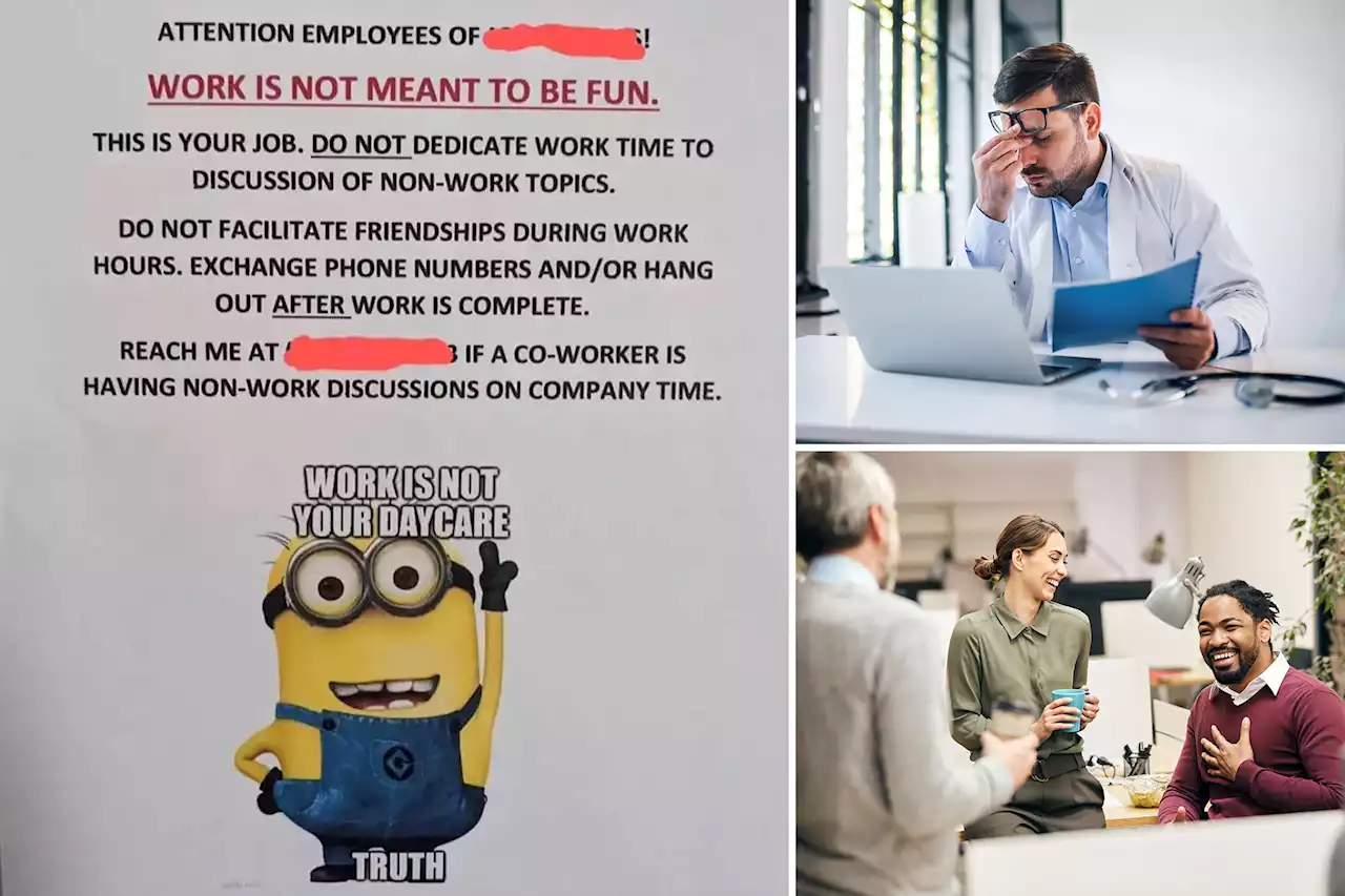 Boss shares toxic sign urging staff not to ‘make friends at work’