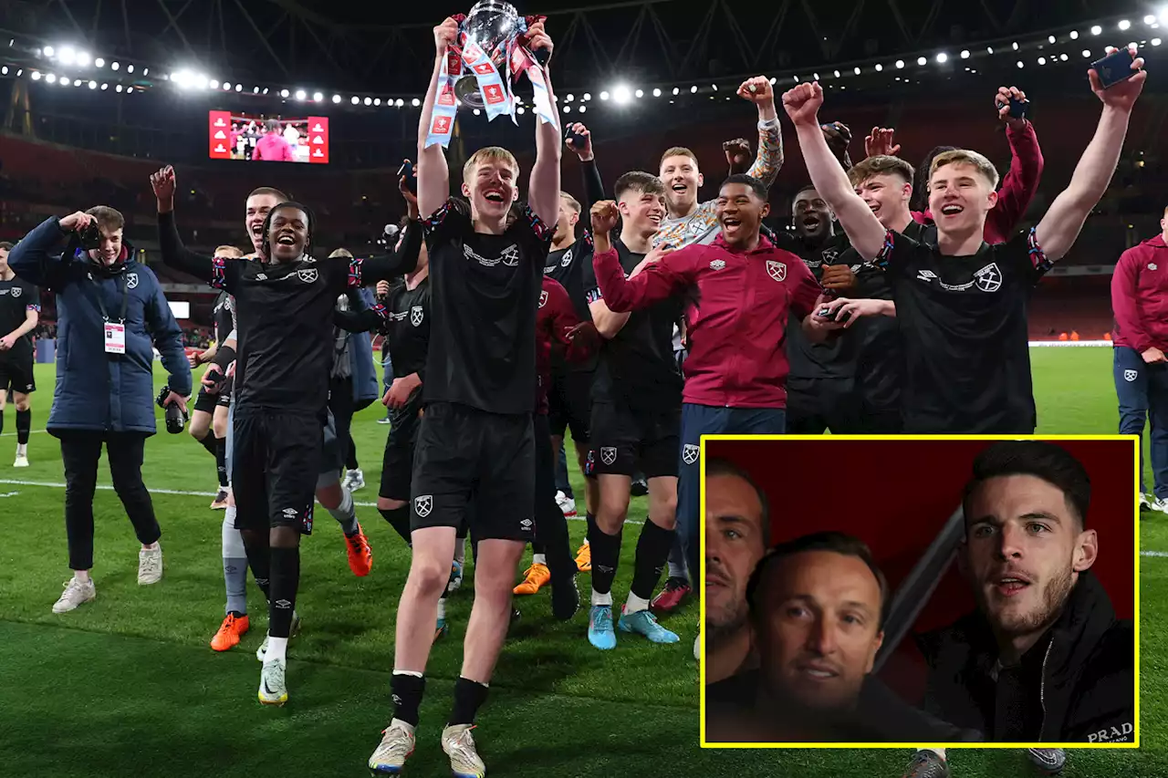 Arsenal fans all make the same joke as Rice congratulates West Ham on FA Youth Cup win