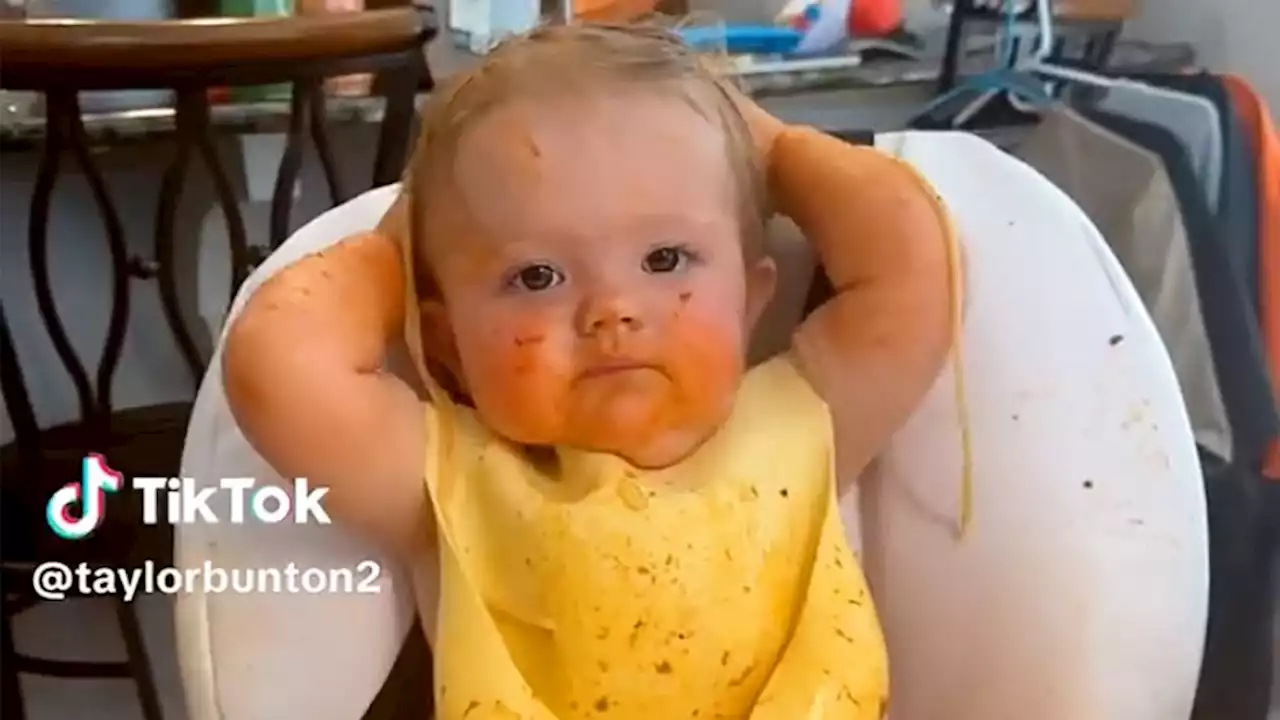 Mom’s funny TikTok shows why baby’s spaghetti night falls on dad’s turn for bath time