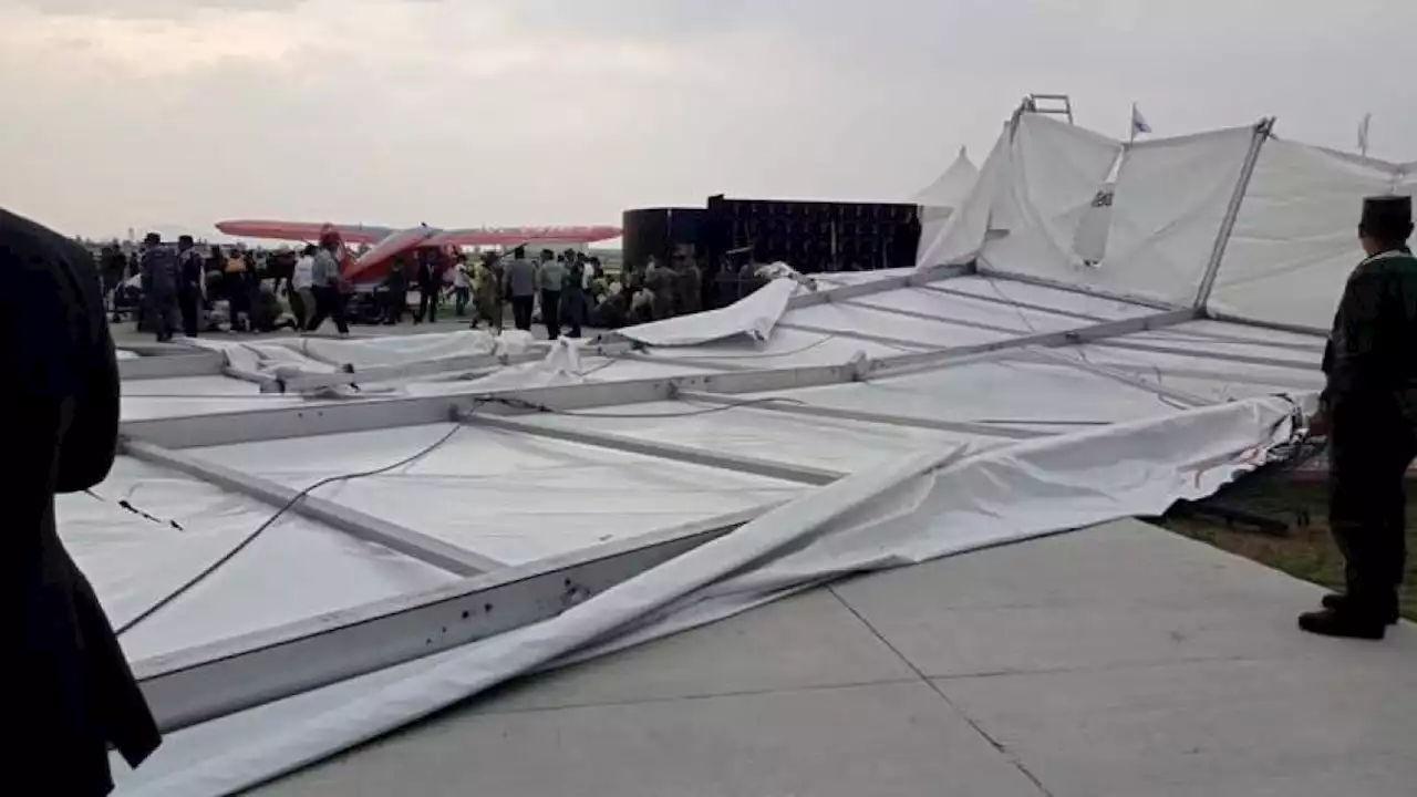 Fuertes vientos derriban estructura durante Feria Aeroespacial; reportan 13 heridos