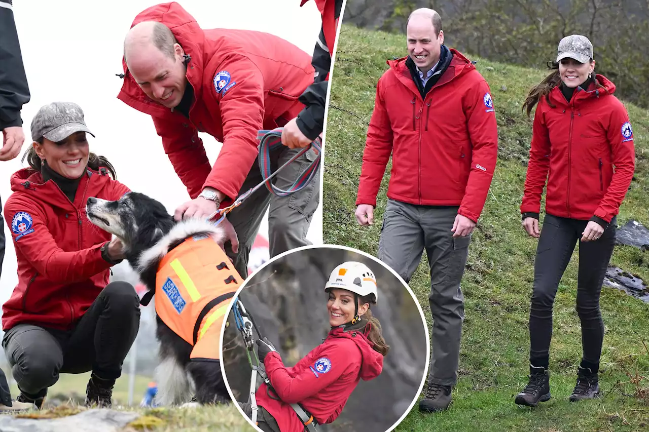 Prince William and Kate Middleton twin in red jackets, cargo pants for Wales visit