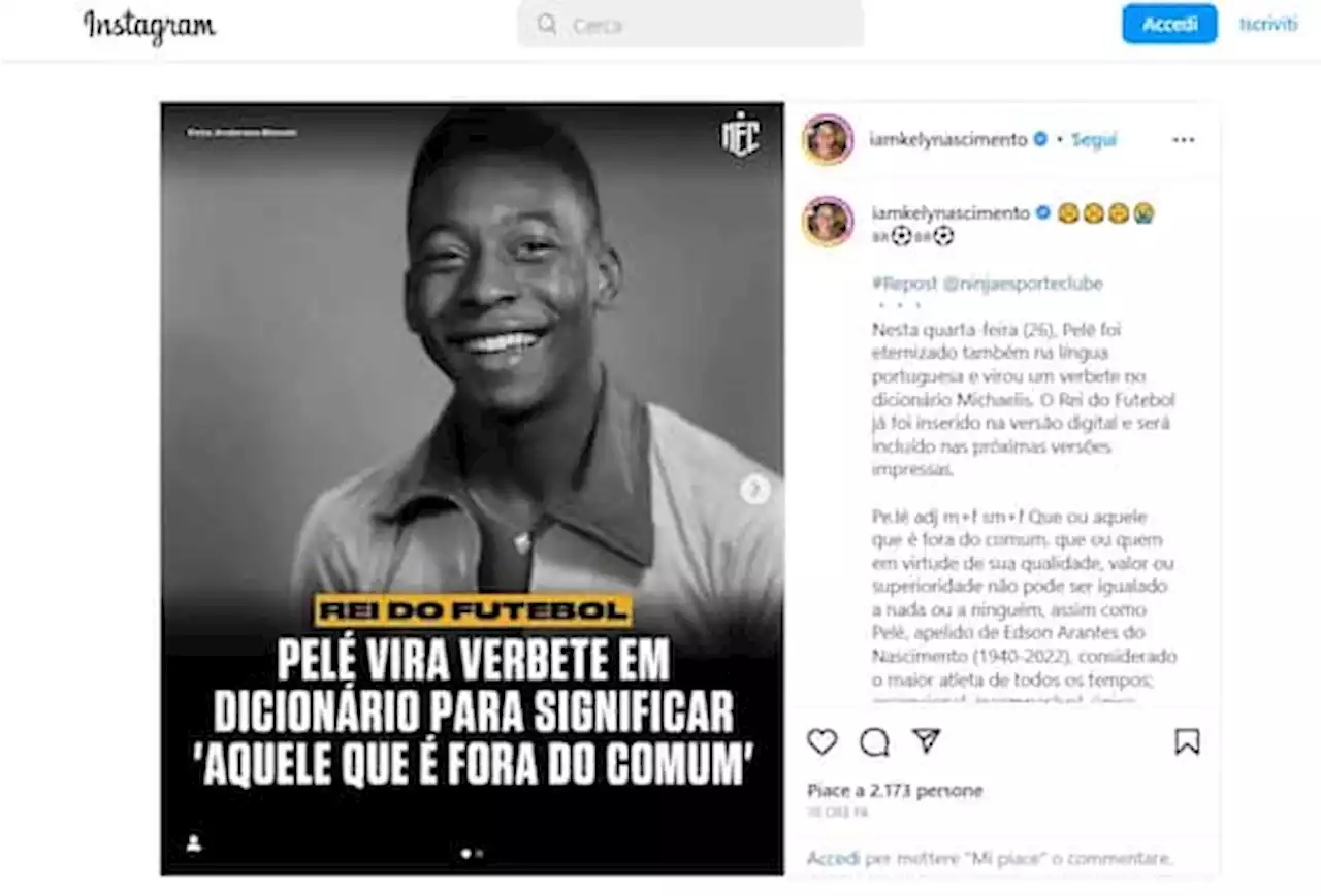 Pelè diventa parola del dizionario brasiliano: sinonimo di eccezionale