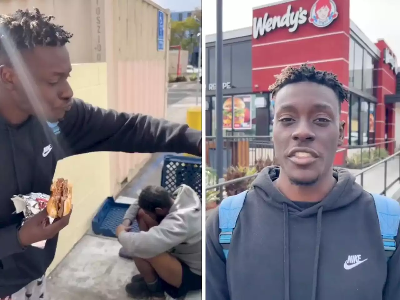 A YouTuber sparked outrage with a video where he appeared to offer food to a homeless man, then ate it in front of him